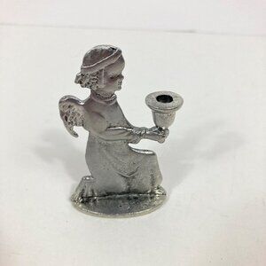 Vintage 1970 Metzke Pewter Angel Taper Candle Holder 2 x 3"